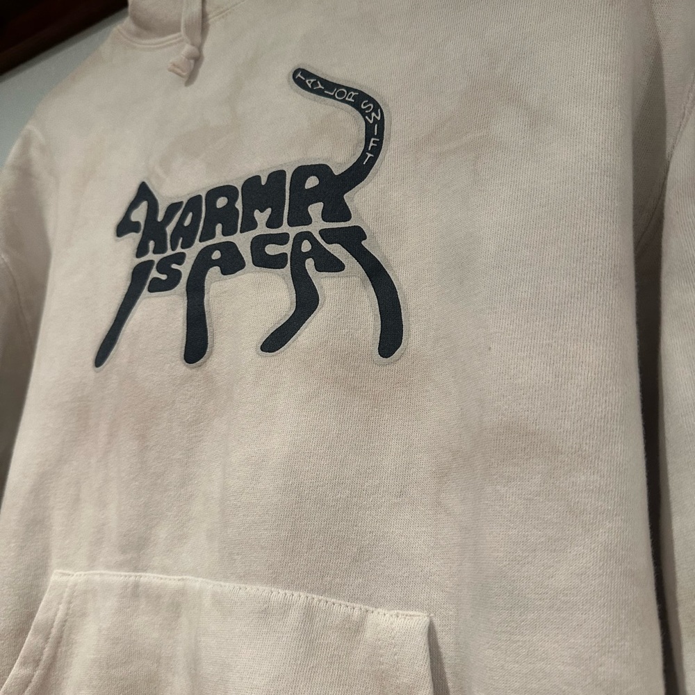 Taylor Swift Midnights Tour Karma Is A Cat Graphic Hoodie - Beige Tie-Dye - Picture 2 of 4